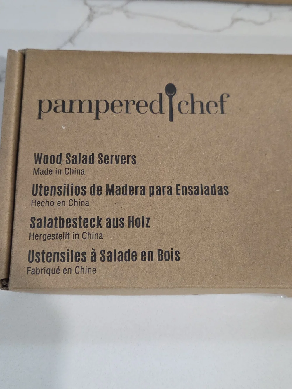 New Pampered Chef Wooden Salad Bowl with Servers - Natural Brown - Picture 7 of 11